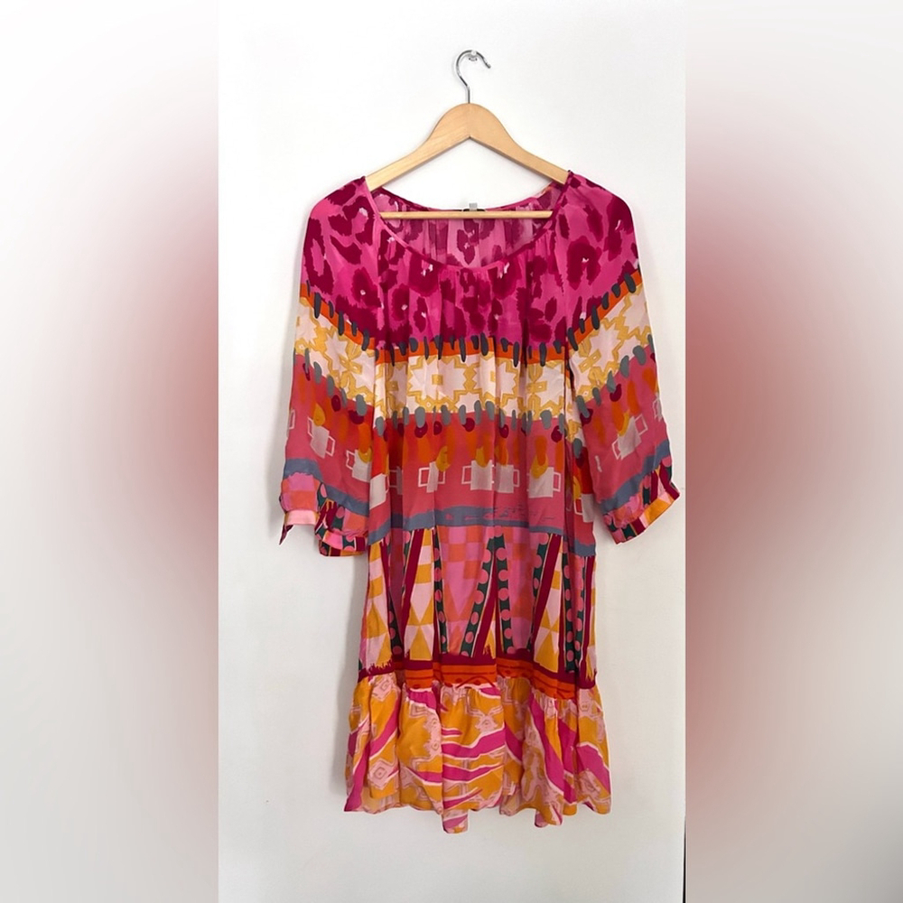 Frogbox print aztec dress large loose fit size large